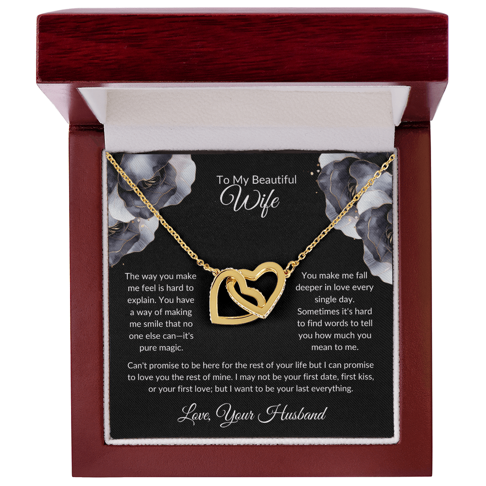 To My Beautiful Wife - You Mean So Much To Me - Interlocking Hearts Necklace - Glittering Heights