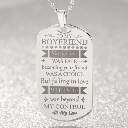To My Boyfriend - Fate - Dog Tag Necklace - Glittering Heights