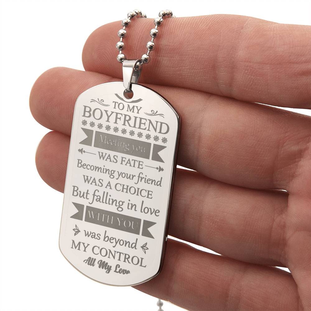 To My Boyfriend - Fate - Dog Tag Necklace - Glittering Heights