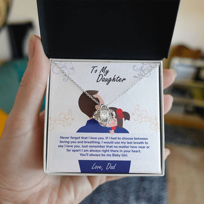 To My Daughter, You_ll Always Be My Baby Girl - Love Knot Necklace - Glittering Heights