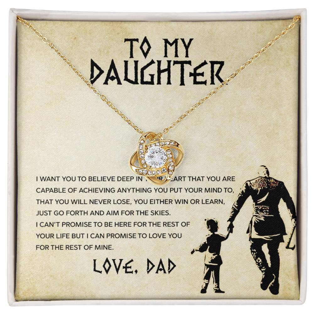 To My Daughter, You Will Never Lose - Love Knot Necklace - Glittering Heights