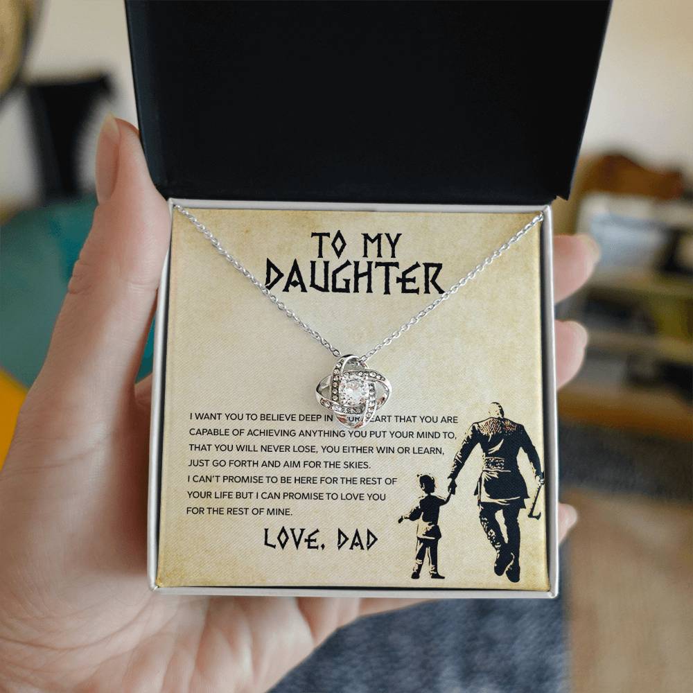 To My Daughter, You Will Never Lose - Love Knot Necklace - Glittering Heights