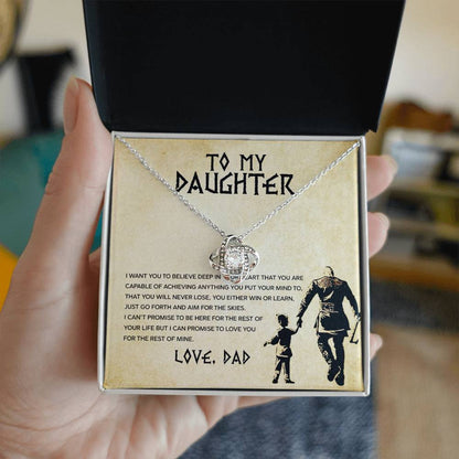 To My Daughter, You Will Never Lose - Love Knot Necklace - Glittering Heights