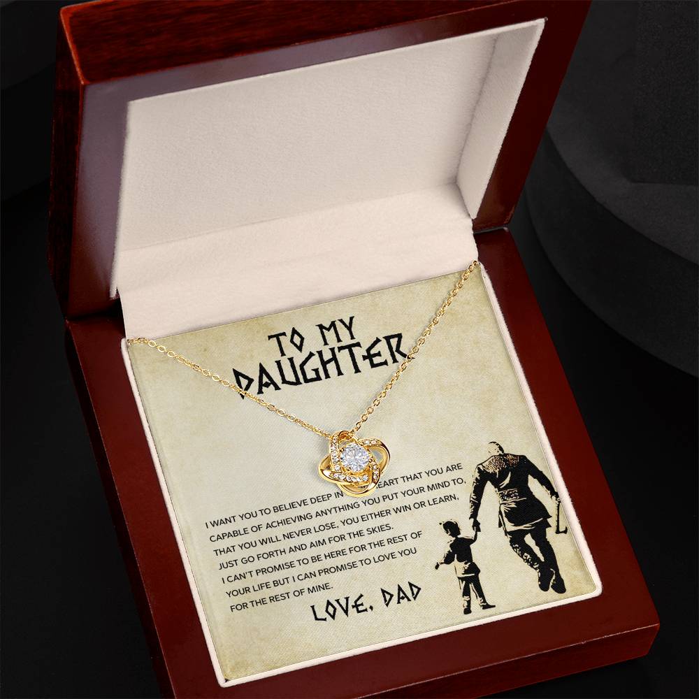 To My Daughter, You Will Never Lose - Love Knot Necklace - Glittering Heights