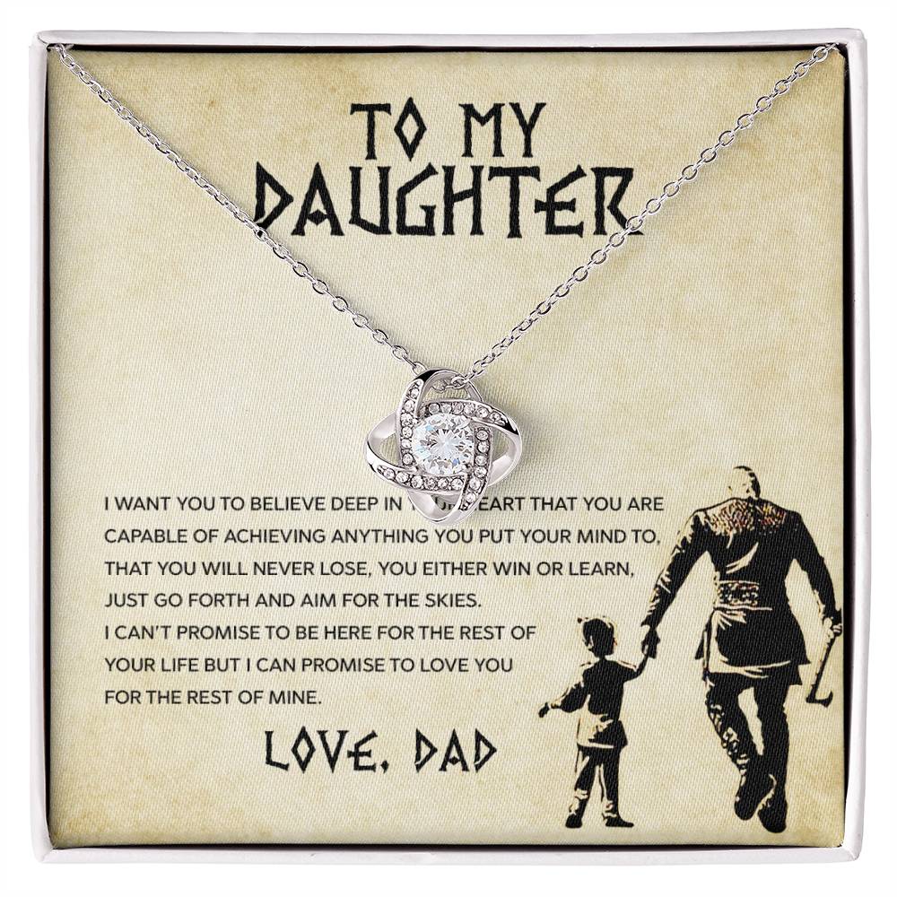 To My Daughter, You Will Never Lose - Love Knot Necklace - Glittering Heights