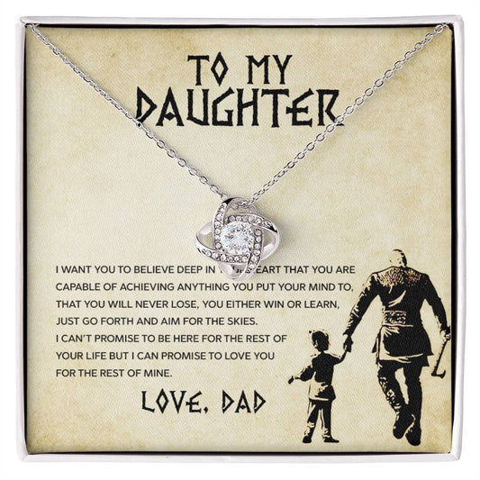 To My Daughter, You Will Never Lose - Love Knot Necklace - Glittering Heights