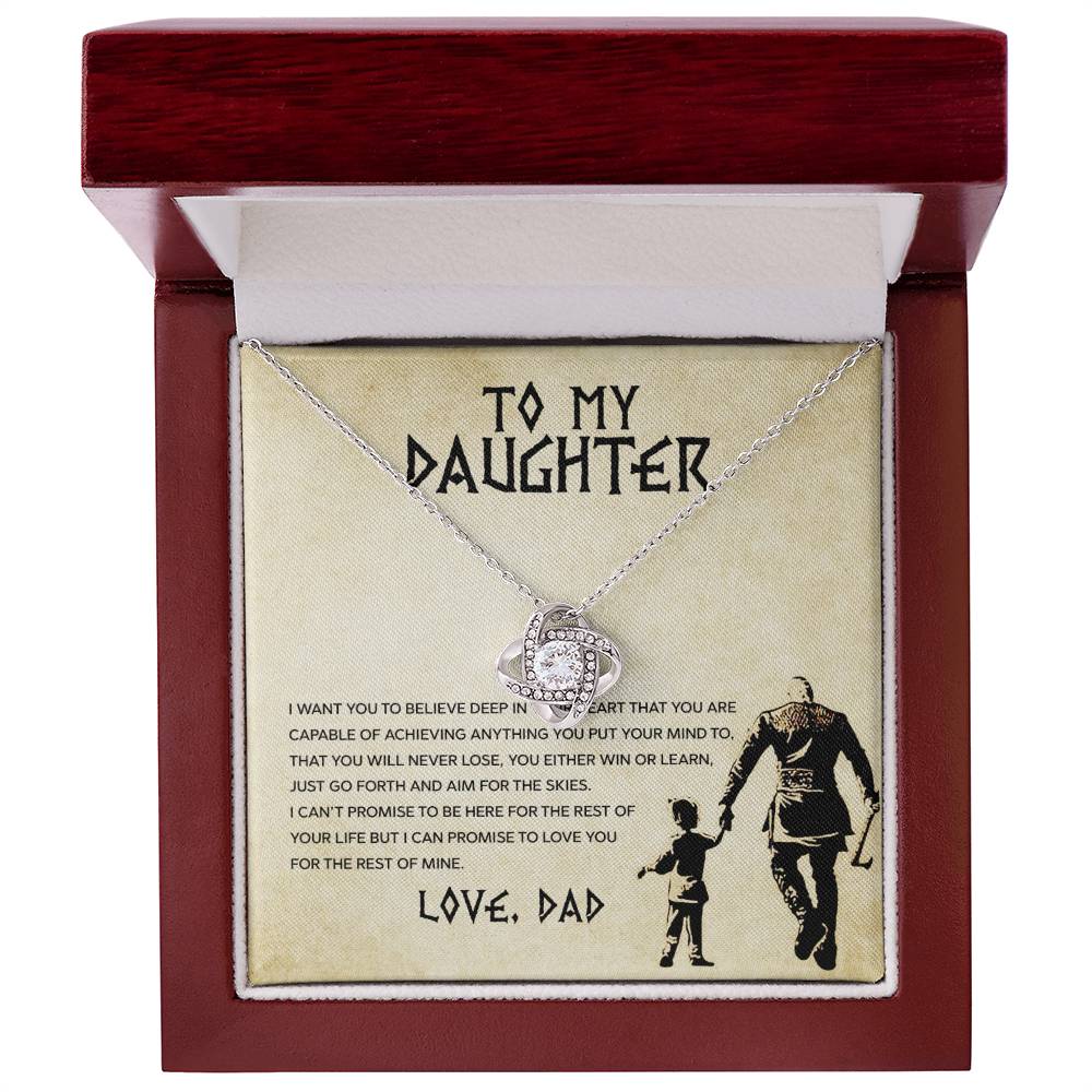 To My Daughter, You Will Never Lose - Love Knot Necklace - Glittering Heights