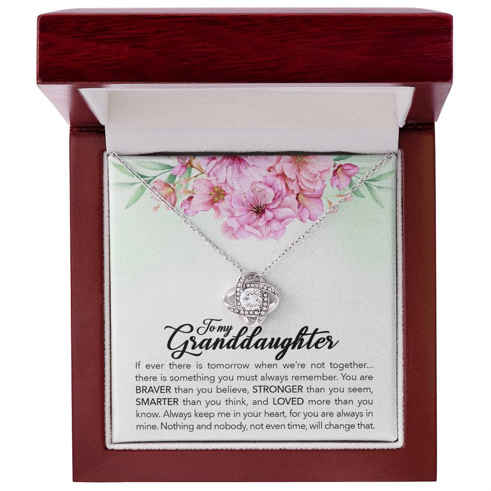 To My Granddaughter, Always Keep Me In Your Heart, - Love Knot Necklace - Glittering Heights