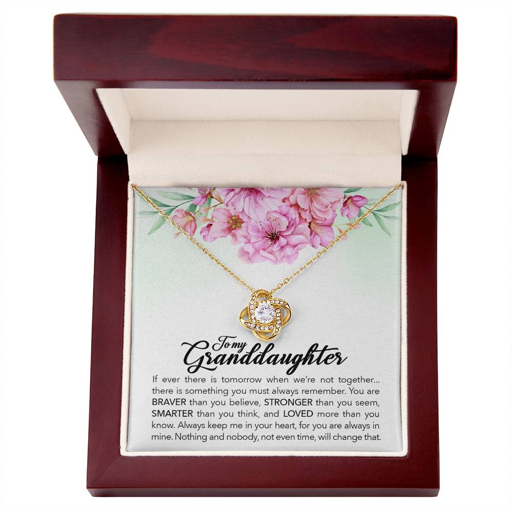 To My Granddaughter, Always Keep Me In Your Heart, - Love Knot Necklace - Glittering Heights