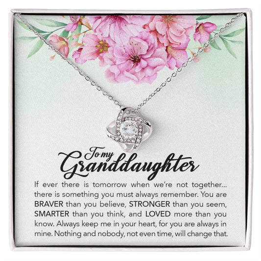 To My Granddaughter, Always Keep Me In Your Heart, - Love Knot Necklace - Glittering Heights