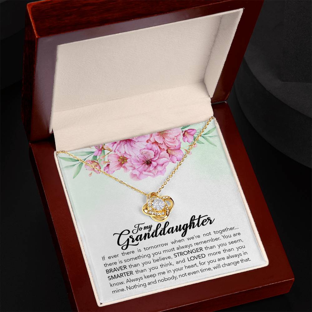 To My Granddaughter, Always Keep Me In Your Heart, - Love Knot Necklace - Glittering Heights