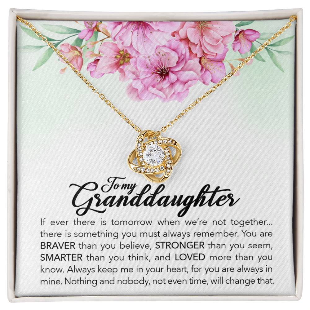 To My Granddaughter, Always Keep Me In Your Heart, - Love Knot Necklace - Glittering Heights