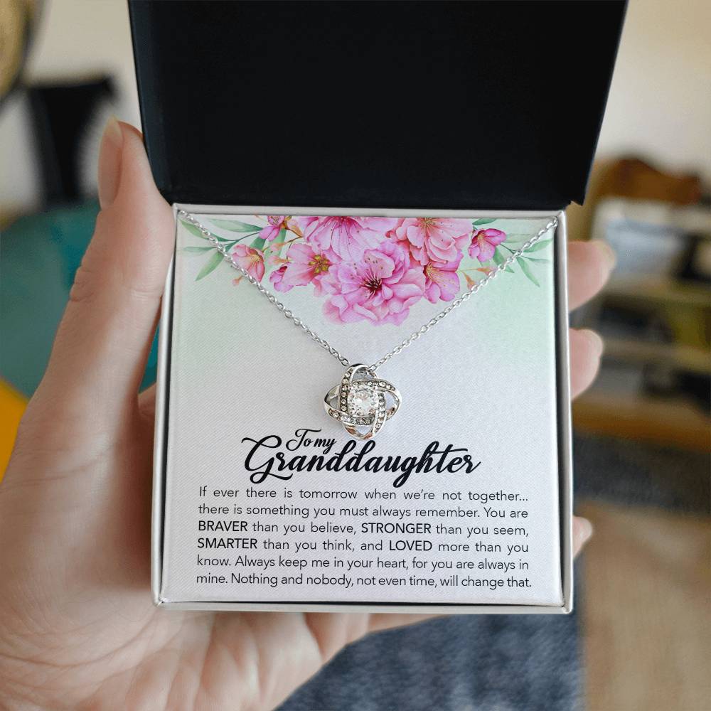 To My Granddaughter, Always Keep Me In Your Heart, - Love Knot Necklace - Glittering Heights
