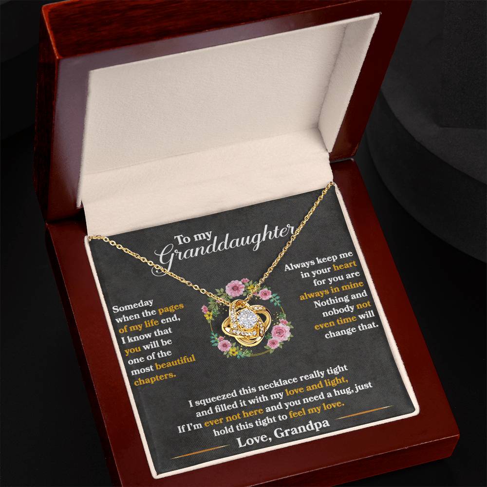 To My Granddaughter, Hold This Tight To Feel My Love - Love Knot Necklace - Glittering Heights
