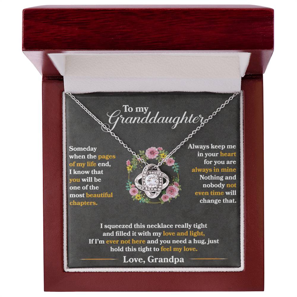To My Granddaughter, Hold This Tight To Feel My Love - Love Knot Necklace - Glittering Heights