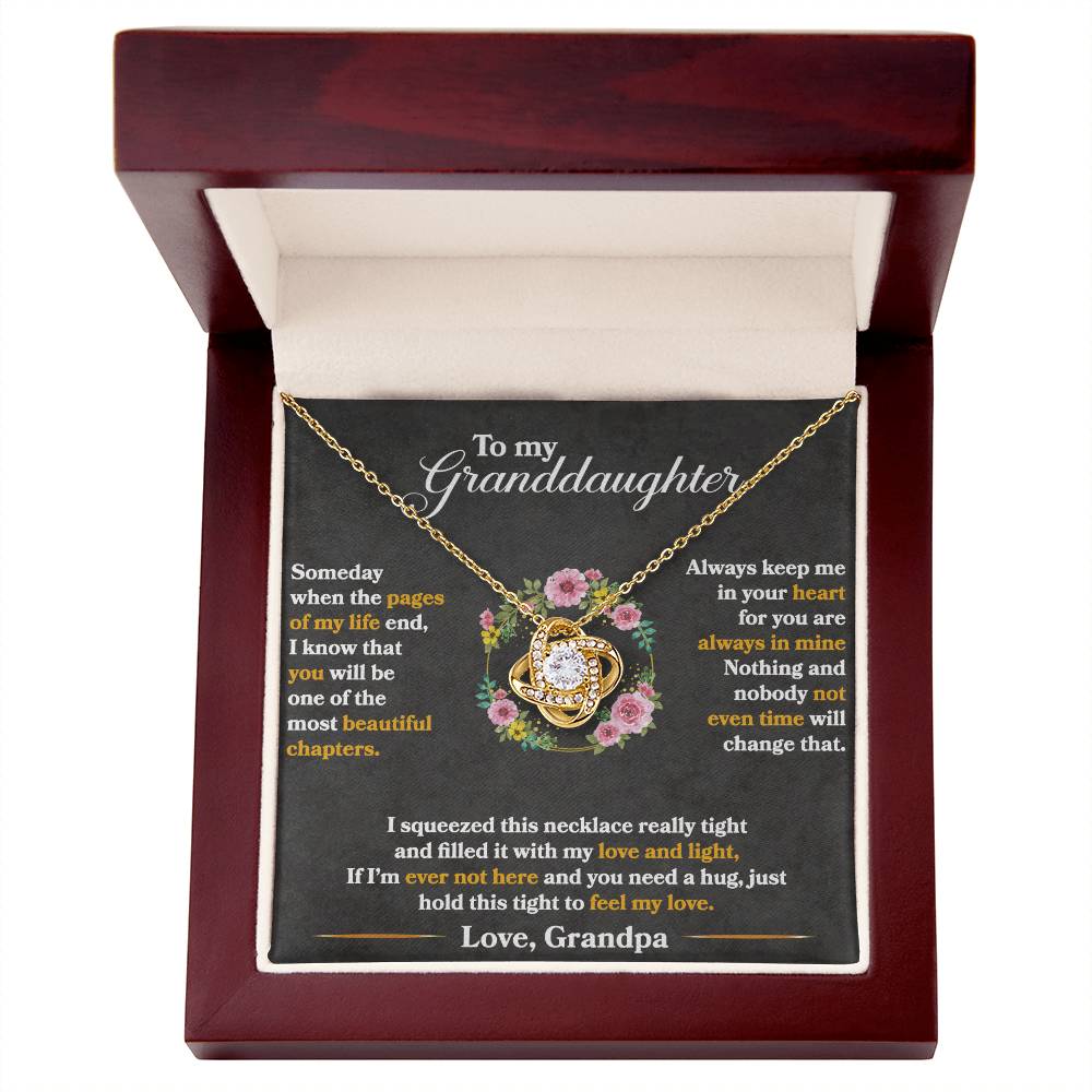 To My Granddaughter, Hold This Tight To Feel My Love - Love Knot Necklace - Glittering Heights