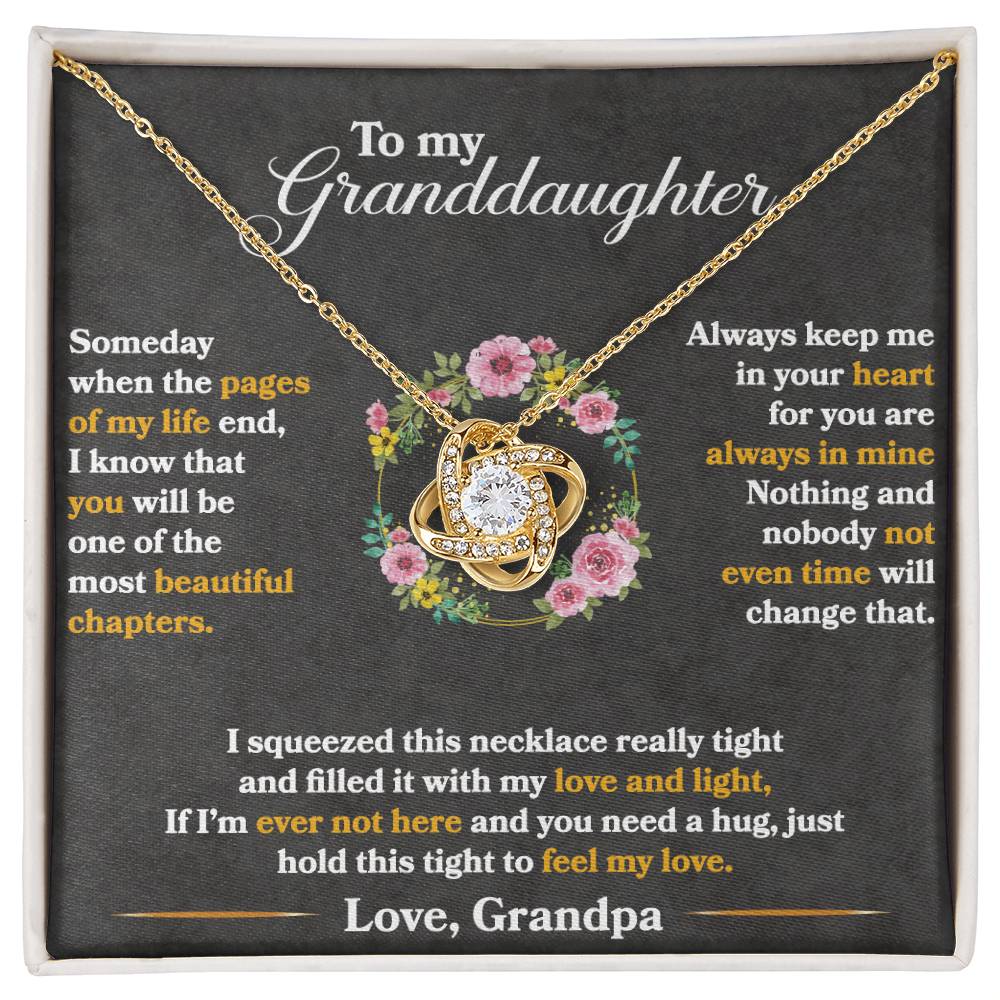 To My Granddaughter, Hold This Tight To Feel My Love - Love Knot Necklace - Glittering Heights