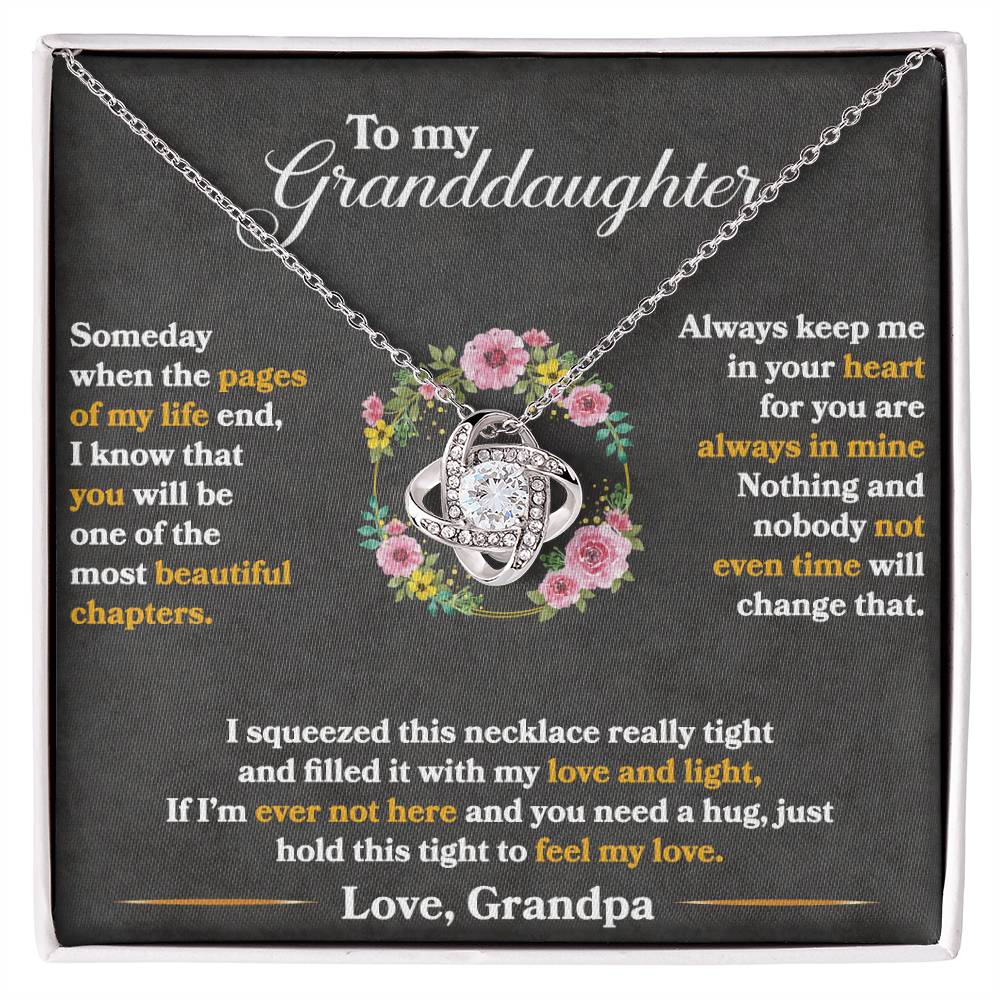 To My Granddaughter, Hold This Tight To Feel My Love - Love Knot Necklace - Glittering Heights