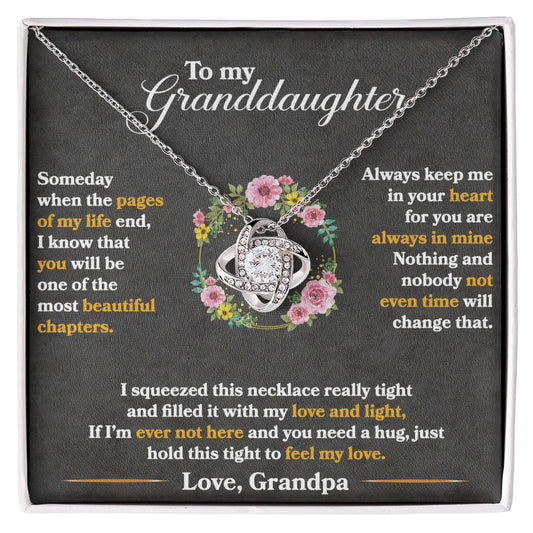 To My Granddaughter, Hold This Tight To Feel My Love - Love Knot Necklace - Glittering Heights