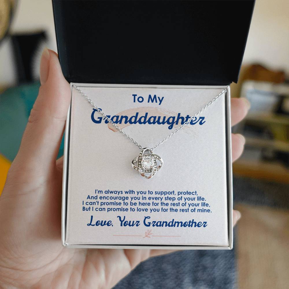 To My Granddaughter, I Love You For The Rest Of My Life - Love Knot Necklace - Glittering Heights