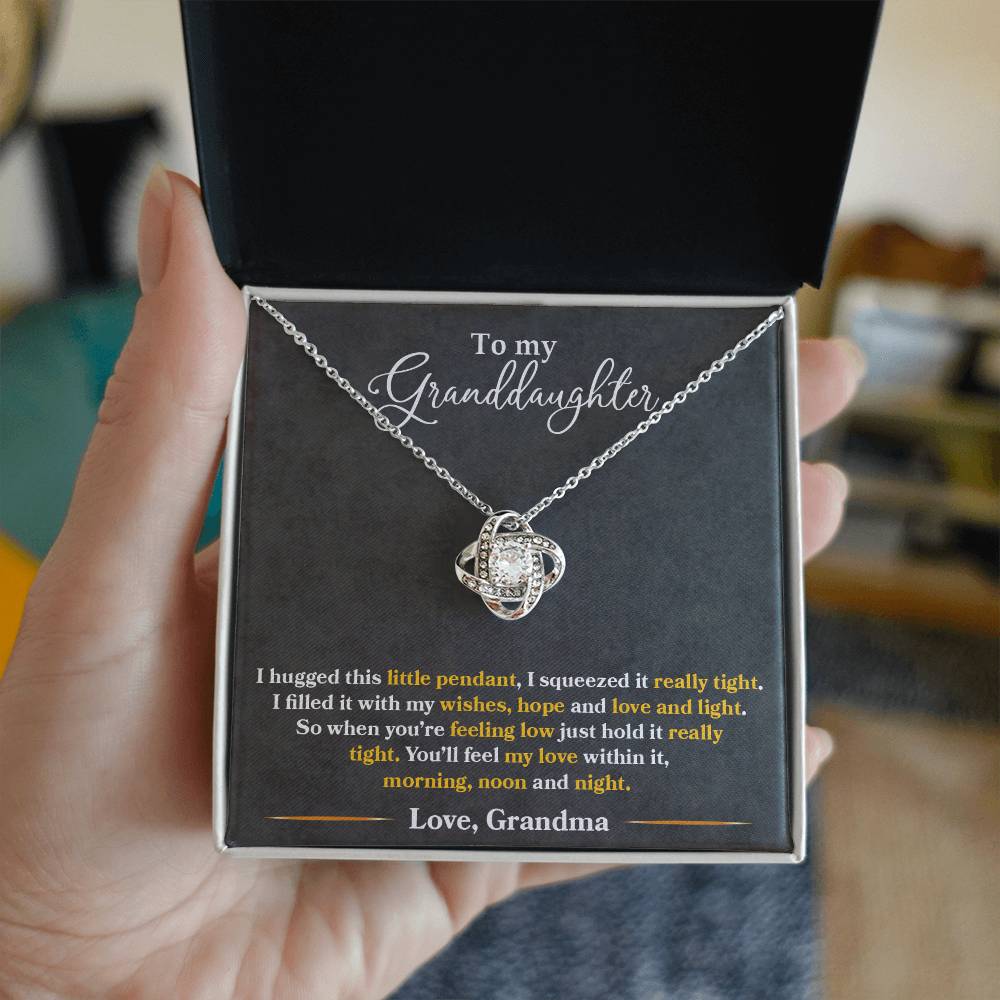 To My Granddaughter, You_ll Feel My Love Within This - Love Knot Necklace - Glittering Heights