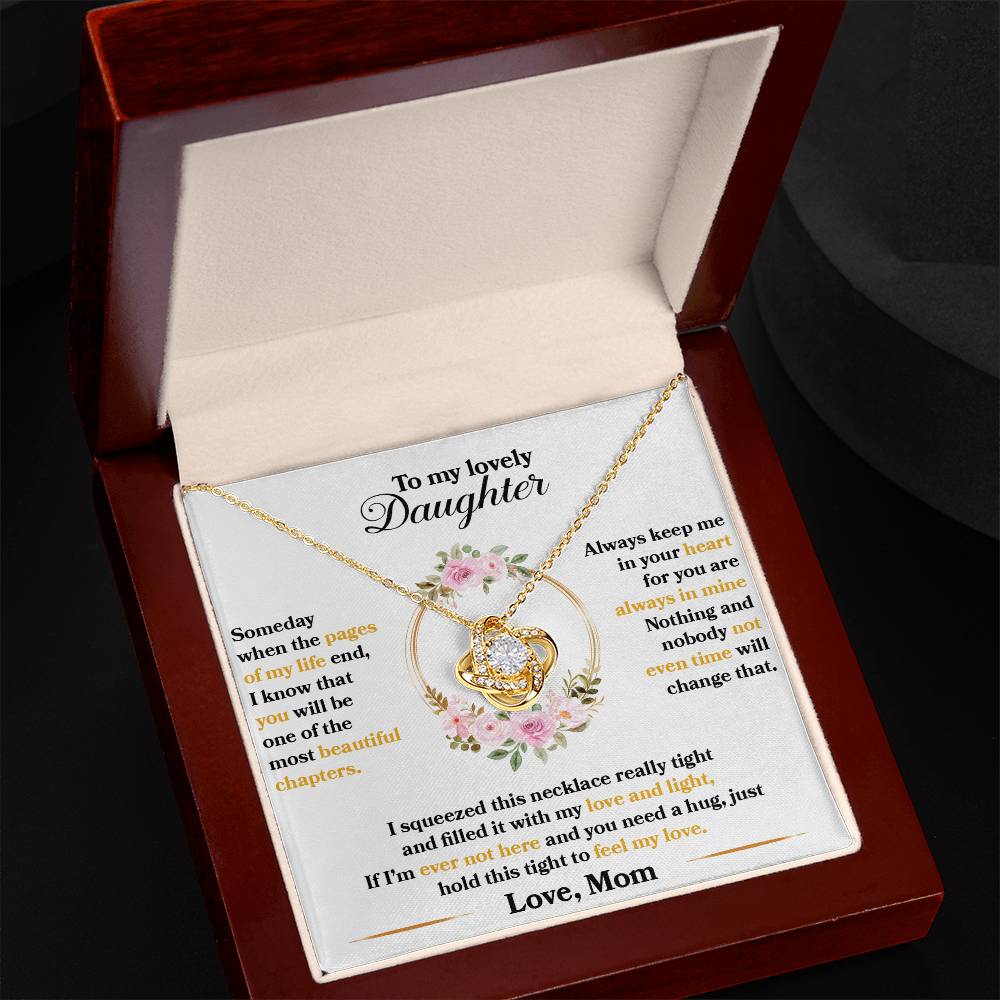 To My Lovely Daughter, Hold This Tight To Feel My Love - Love Knot Necklace - Glittering Heights