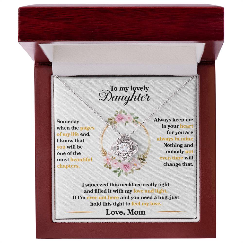 To My Lovely Daughter, Hold This Tight To Feel My Love - Love Knot Necklace - Glittering Heights
