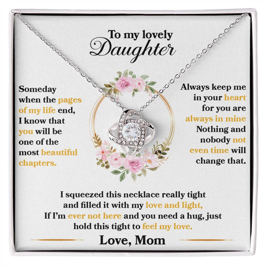 To My Lovely Daughter, Hold This Tight To Feel My Love - Love Knot Necklace - Glittering Heights