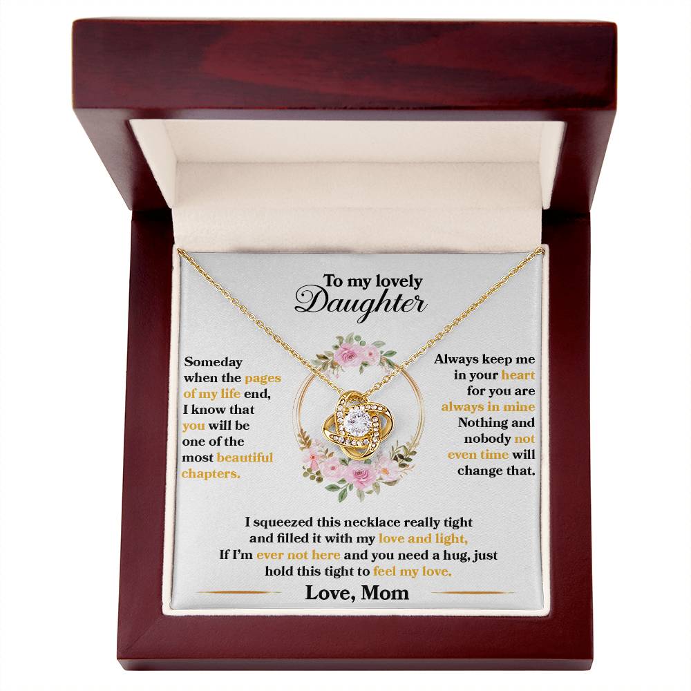 To My Lovely Daughter, Hold This Tight To Feel My Love - Love Knot Necklace - Glittering Heights