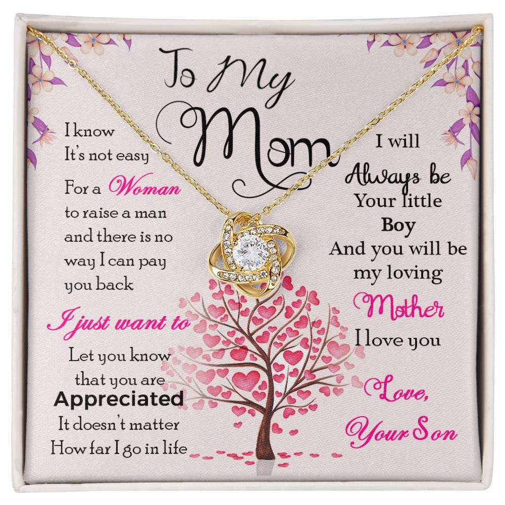 To My Mom, I Know Its Not Easy - Love Knot Necklace - Glittering Heights