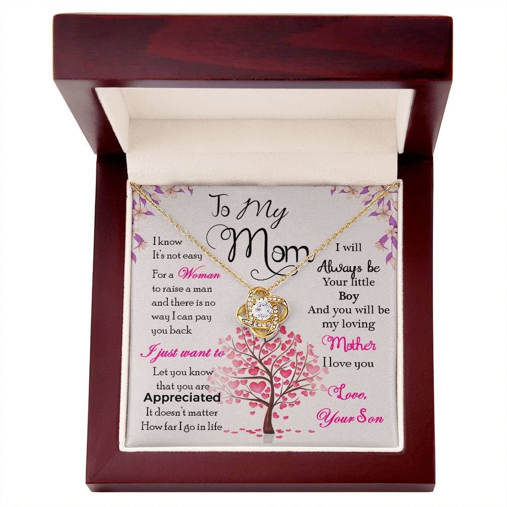 To My Mom, I Know Its Not Easy - Love Knot Necklace - Glittering Heights