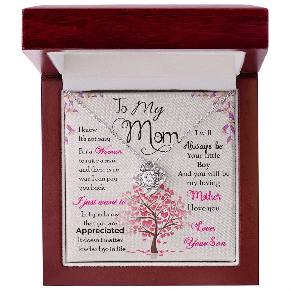 To My Mom, I Know Its Not Easy - Love Knot Necklace - Glittering Heights