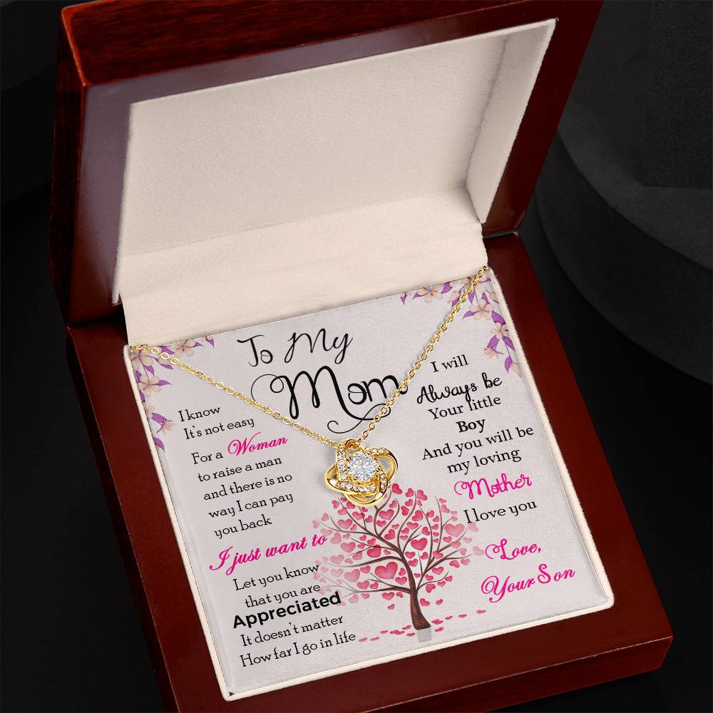 To My Mom, I Know Its Not Easy - Love Knot Necklace - Glittering Heights