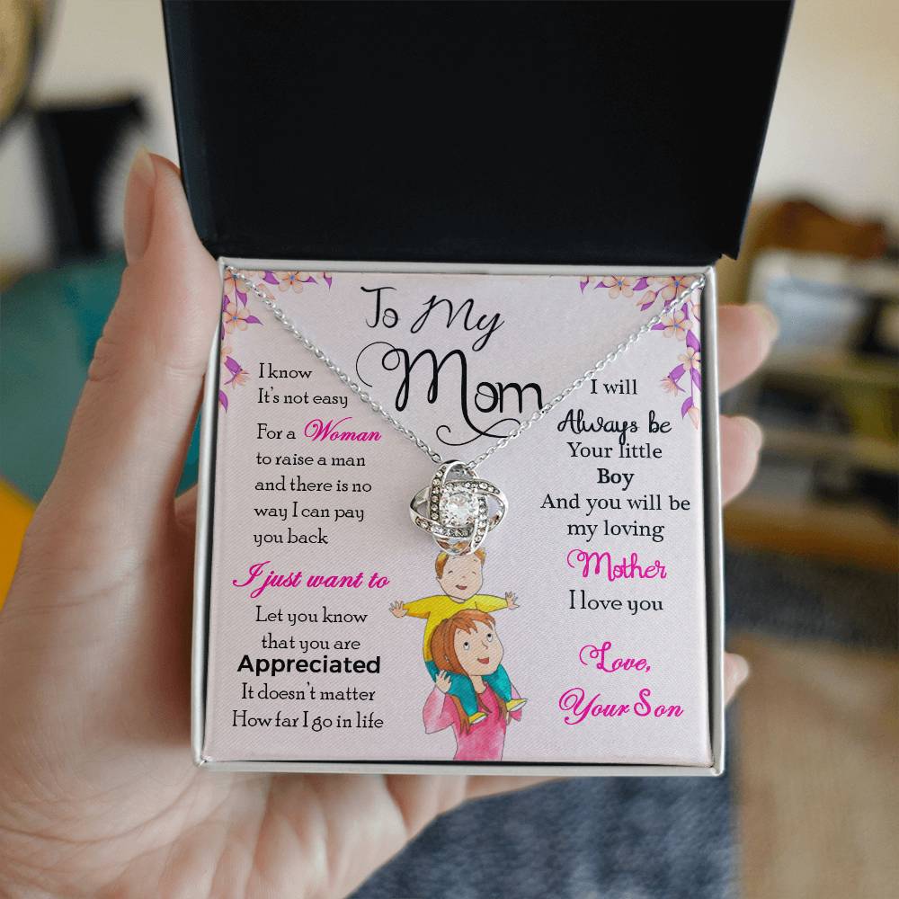 To My Mom, I Will Always Be Your Little Boy - Love Knot Necklace - Glittering Heights