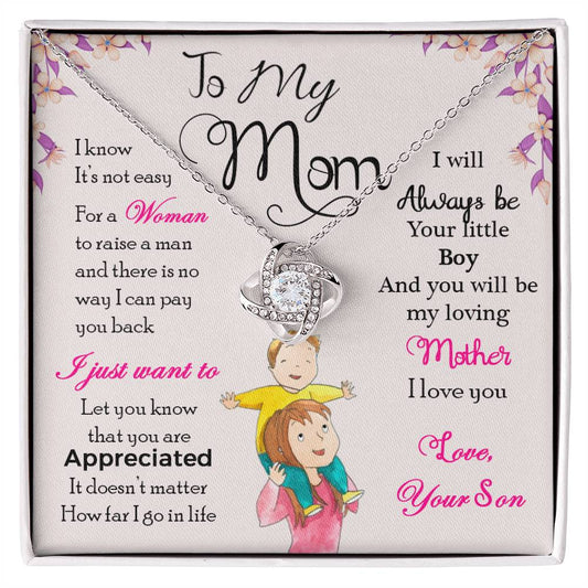 To My Mom, I Will Always Be Your Little Boy - Love Knot Necklace - Glittering Heights