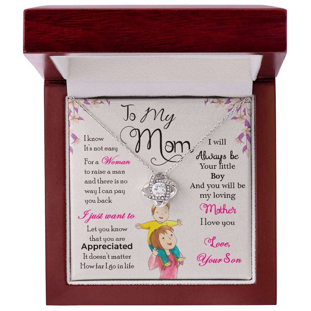 To My Mom, I Will Always Be Your Little Boy - Love Knot Necklace - Glittering Heights