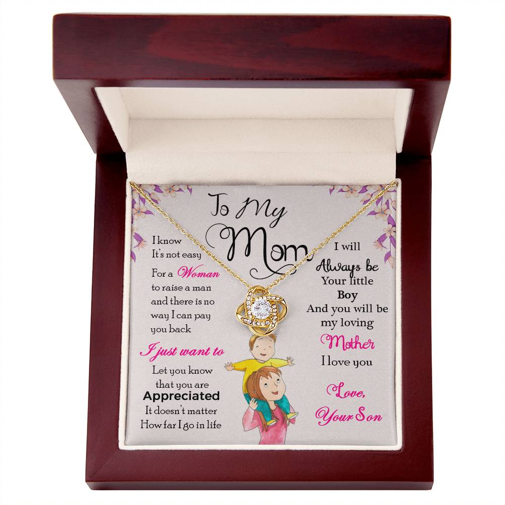 To My Mom, I Will Always Be Your Little Boy - Love Knot Necklace - Glittering Heights