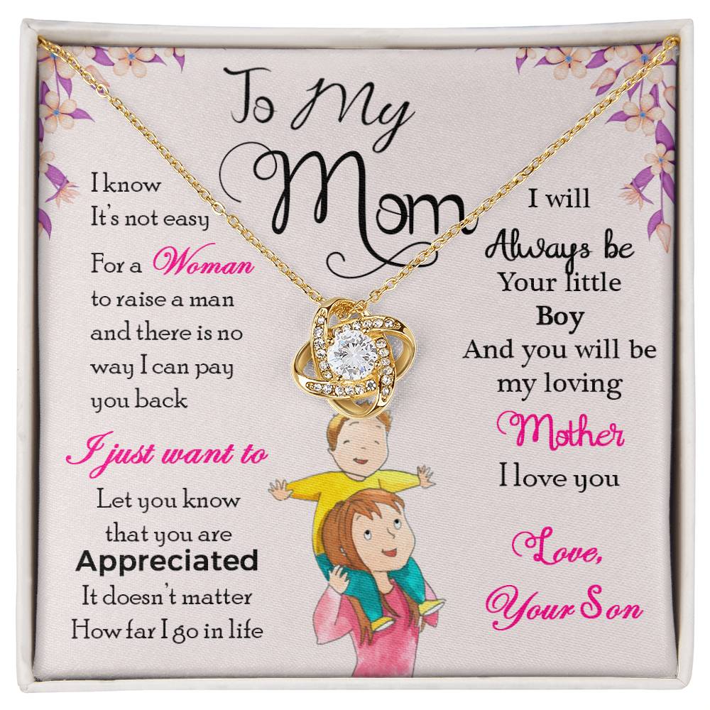 To My Mom, I Will Always Be Your Little Boy - Love Knot Necklace - Glittering Heights