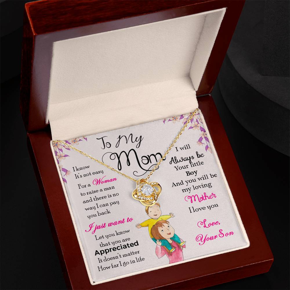 To My Mom, I Will Always Be Your Little Boy - Love Knot Necklace - Glittering Heights