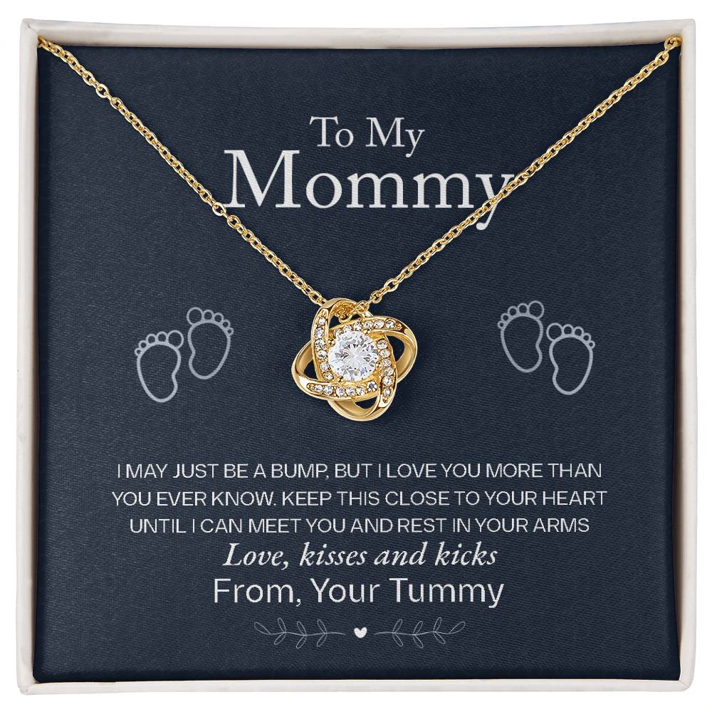 To My Mommy, Love From Your Tummy - Love Knot Necklace - Glittering Heights