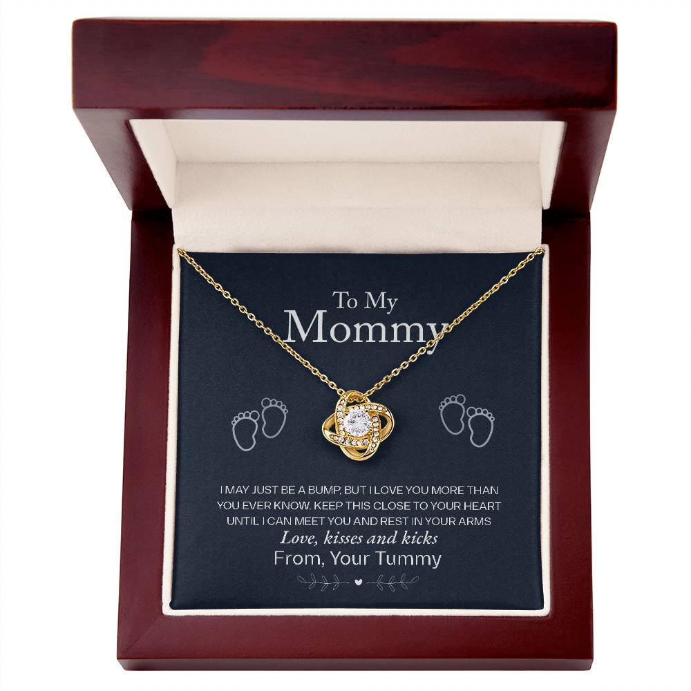 To My Mommy, Love From Your Tummy - Love Knot Necklace - Glittering Heights
