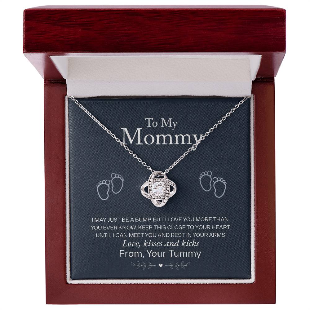 To My Mommy, Love From Your Tummy - Love Knot Necklace - Glittering Heights