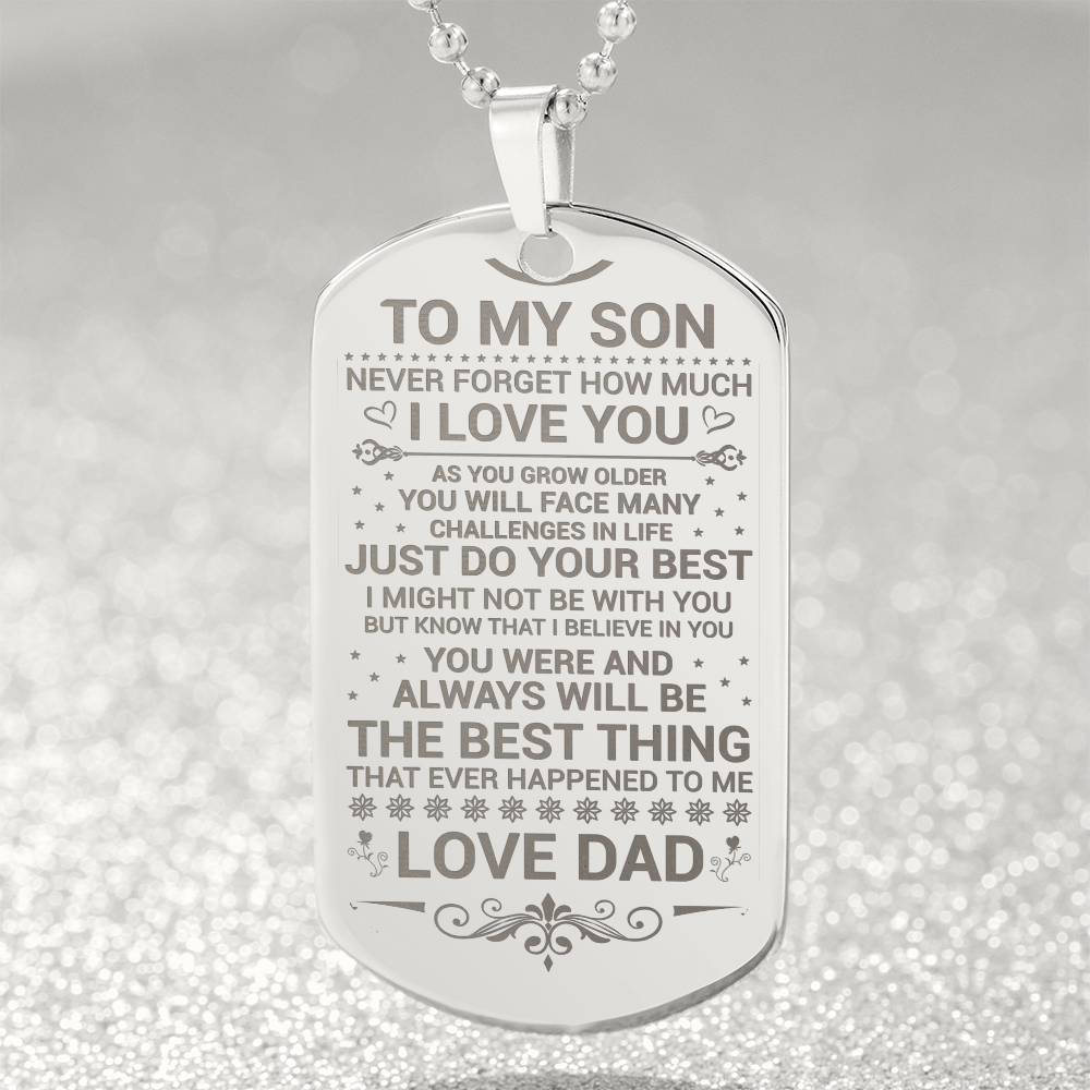 To My Son - Do Your Best - Dog Tag Necklace - Glittering Heights
