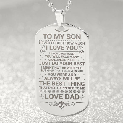 To My Son - Do Your Best - Dog Tag Necklace - Glittering Heights