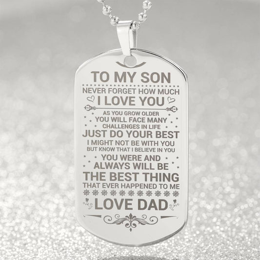 To My Son - Do Your Best - Dog Tag Necklace - Glittering Heights