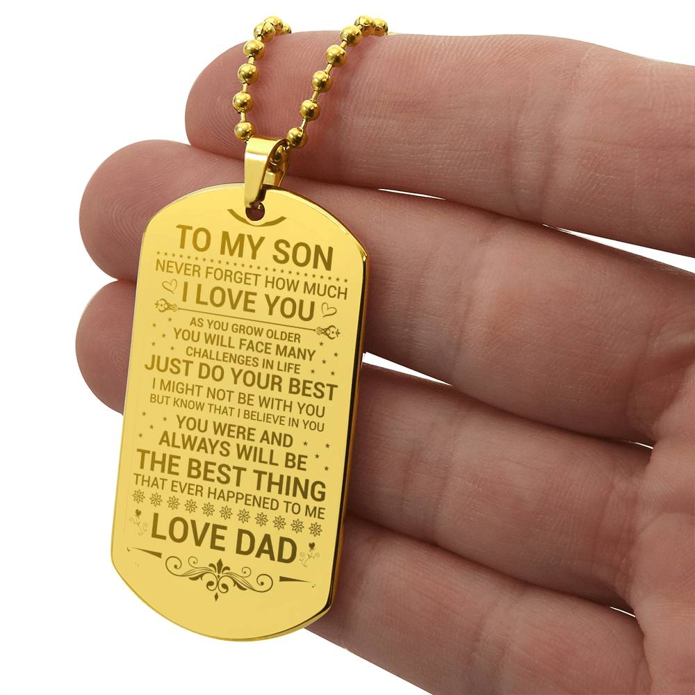 To My Son - Do Your Best - Dog Tag Necklace - Glittering Heights