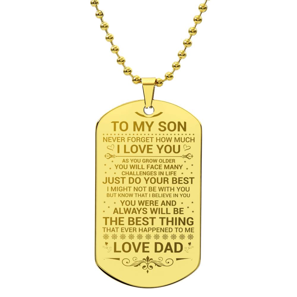 To My Son - Do Your Best - Dog Tag Necklace - Glittering Heights
