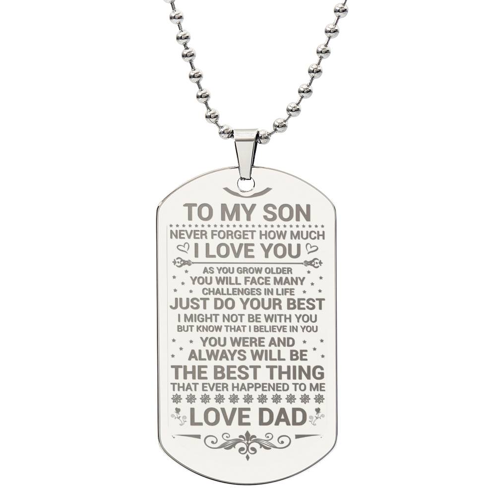 To My Son - Do Your Best - Dog Tag Necklace - Glittering Heights