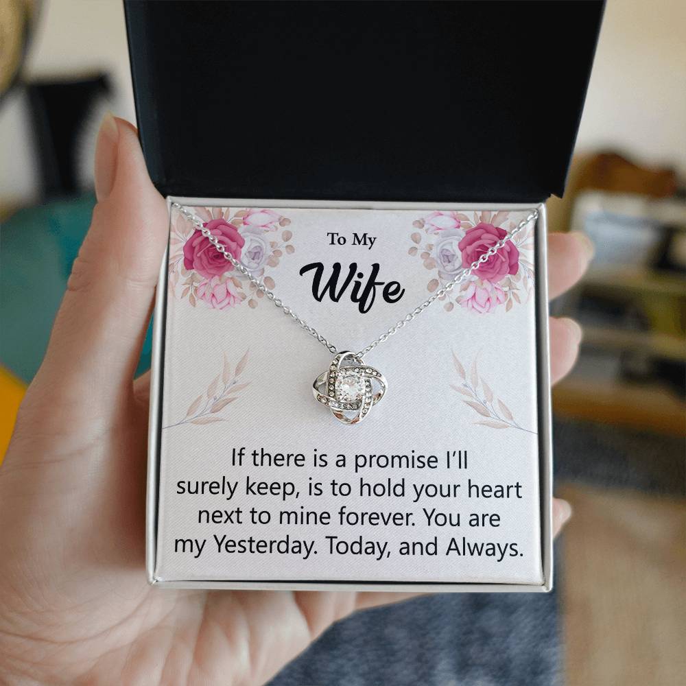 To My Wife - Mine Forever - Love Knot Necklace - Glittering Heights