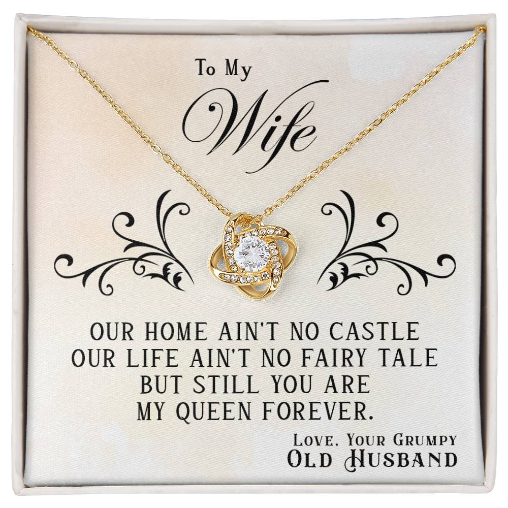 To My Wife, You Are My Queen Forever - Love Knot Necklace - Glittering Heights